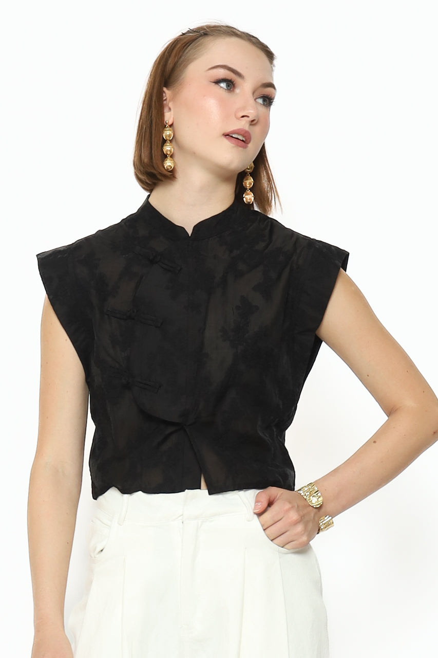 Bloom et Champs Changi Top Bordir Black