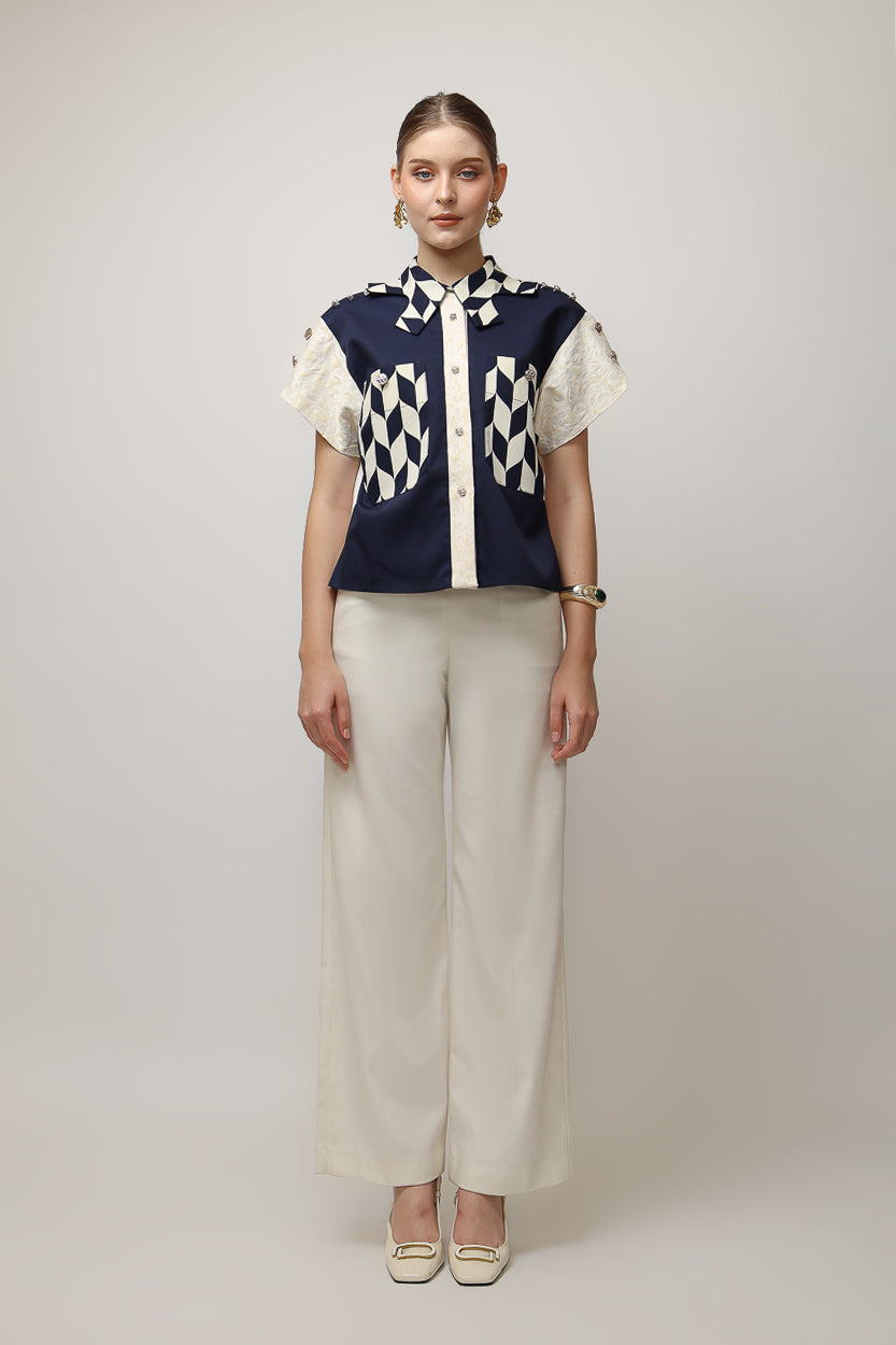 BLoom et Champs Kemeja Catur Navy