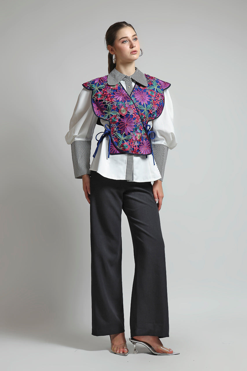 Bloom et Champs Violet Outer/Kemeja Marcel Putih