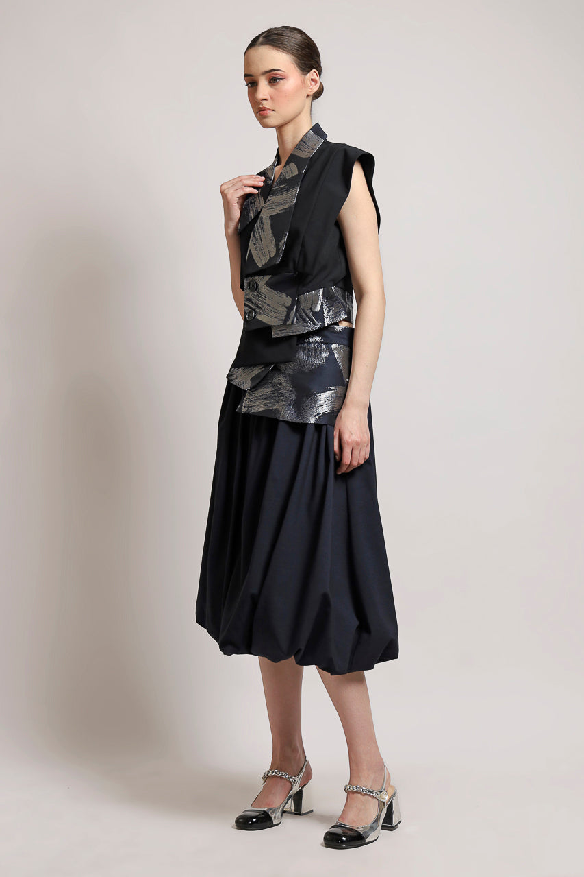 Bloom et Champs Set Jacquard Balloon Vest / Skirt