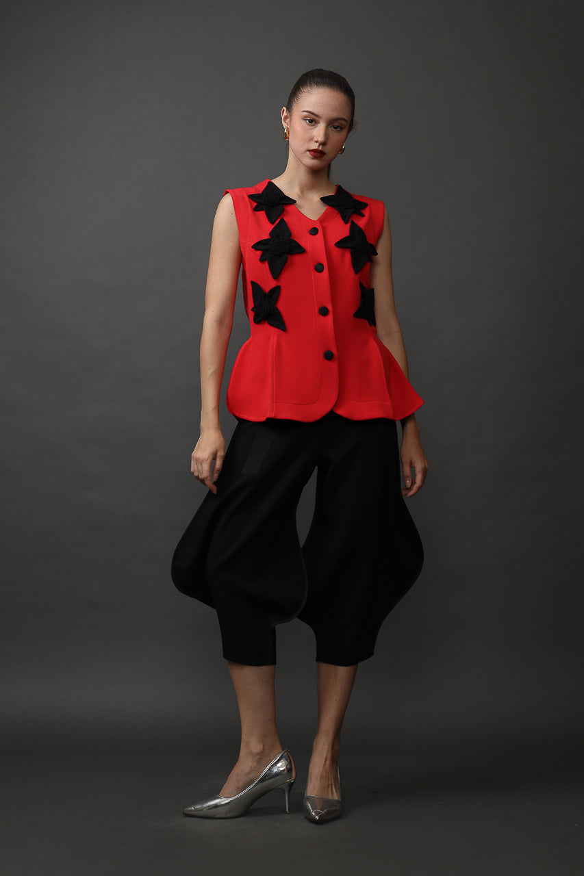 Bloom et Champs Callia Floral Blouse in Red/ Trumpet Pants