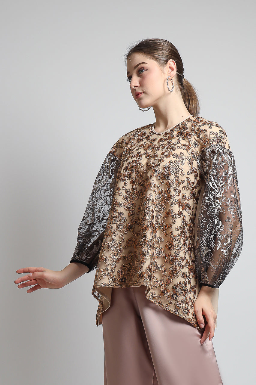 Bloom et Champs Top Tail Tulle Crepe with Elastic Saten Pants