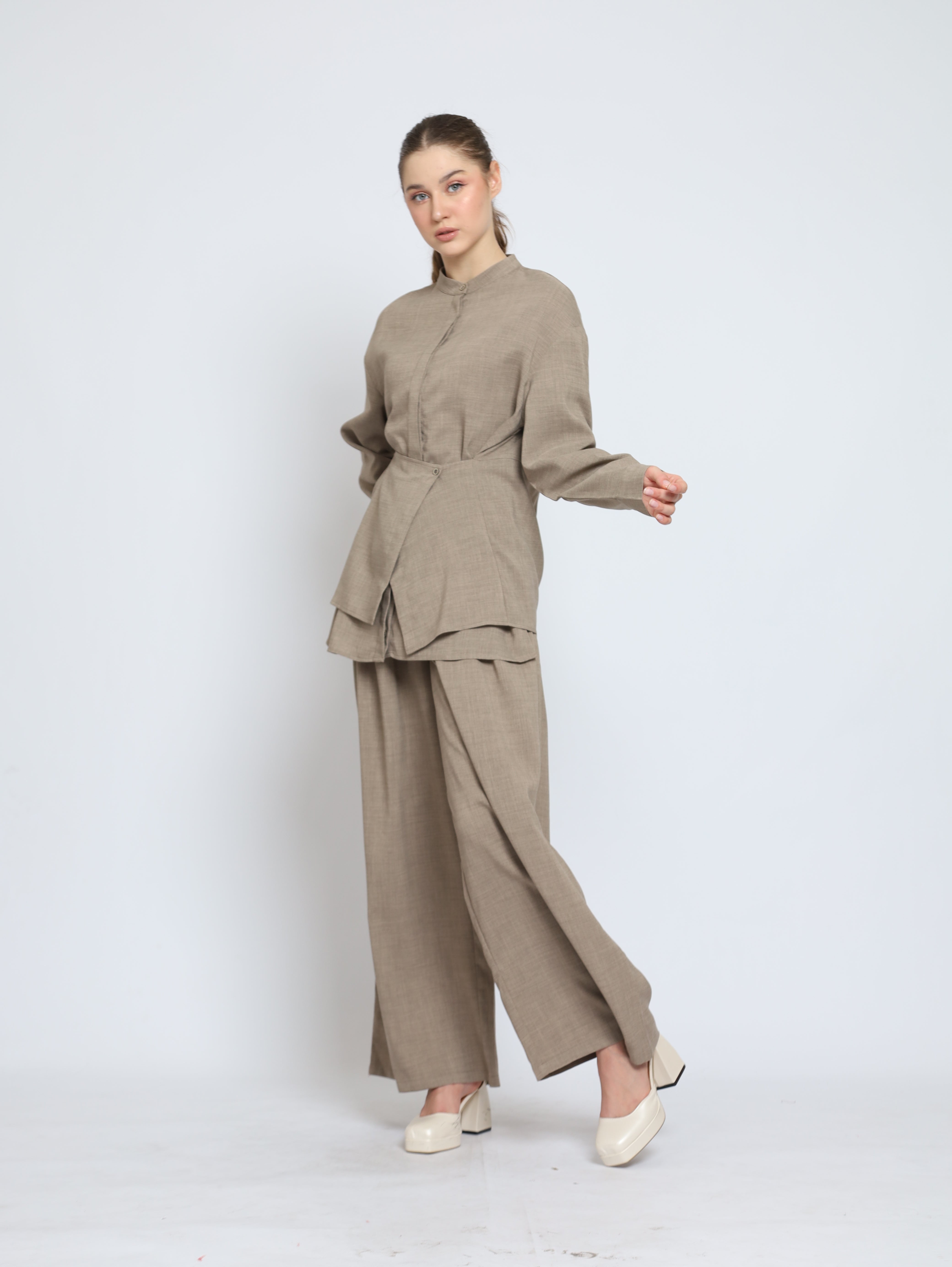 Bloom et Cotton Flowy Obi Shirt/ Hi waist Flowey Pants