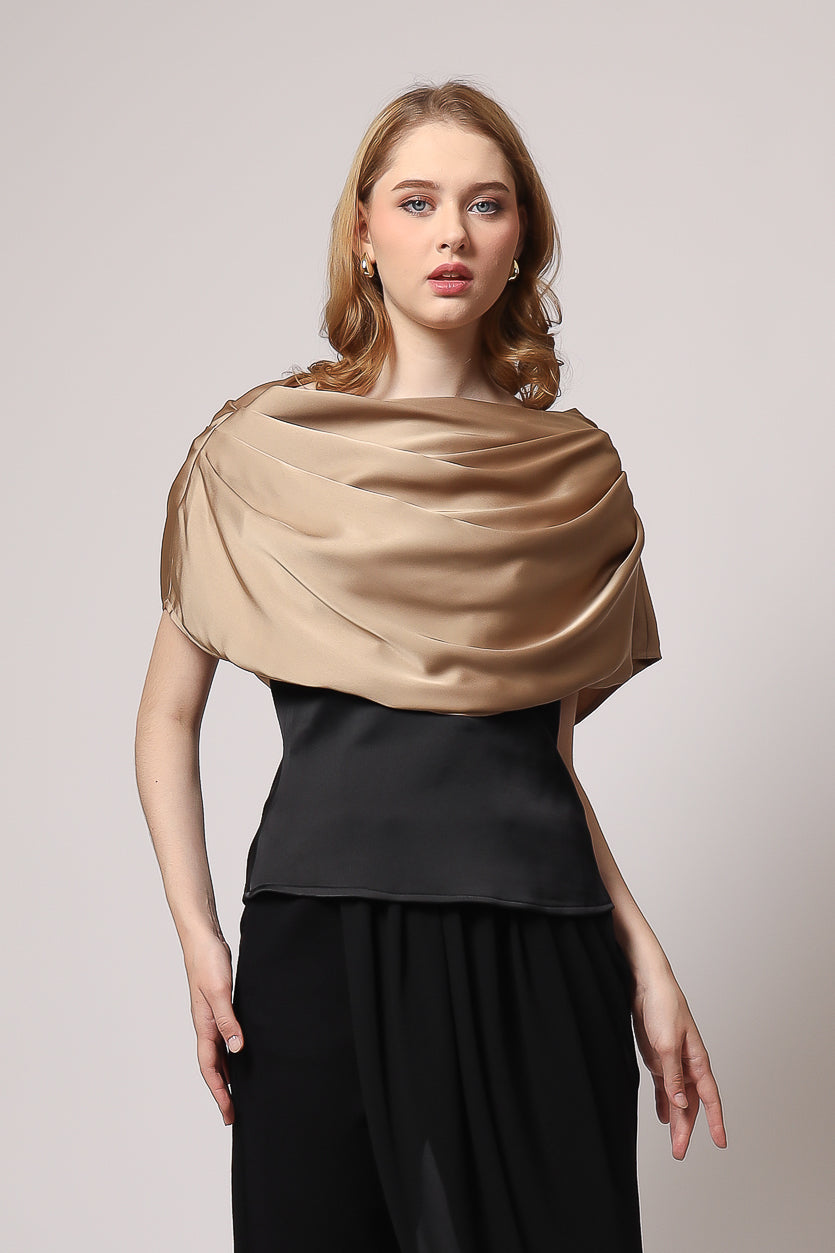 Bloom et Champs Top Kerah Ploi Coklat/ Celana Chiffon