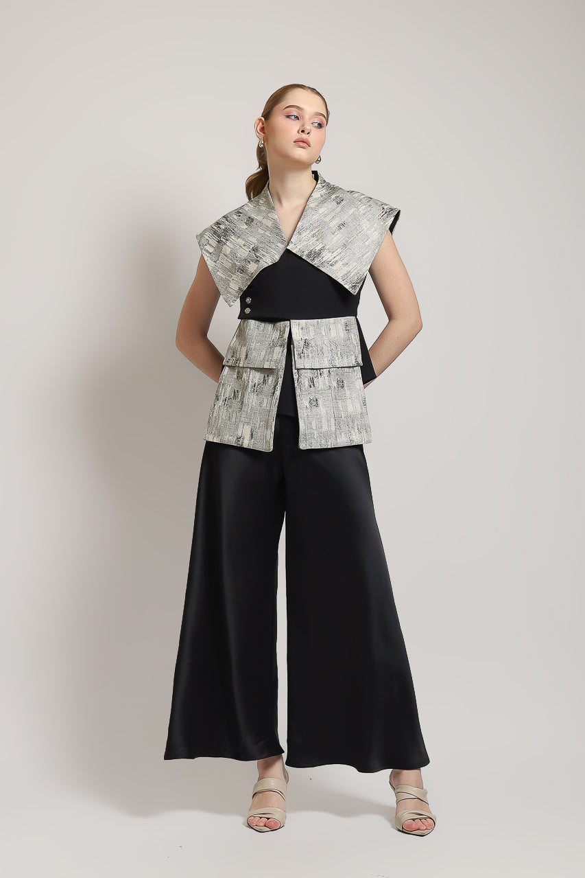 Bloom et Champs Selah Silver/Flare Saten Pants (Elastic Waist)