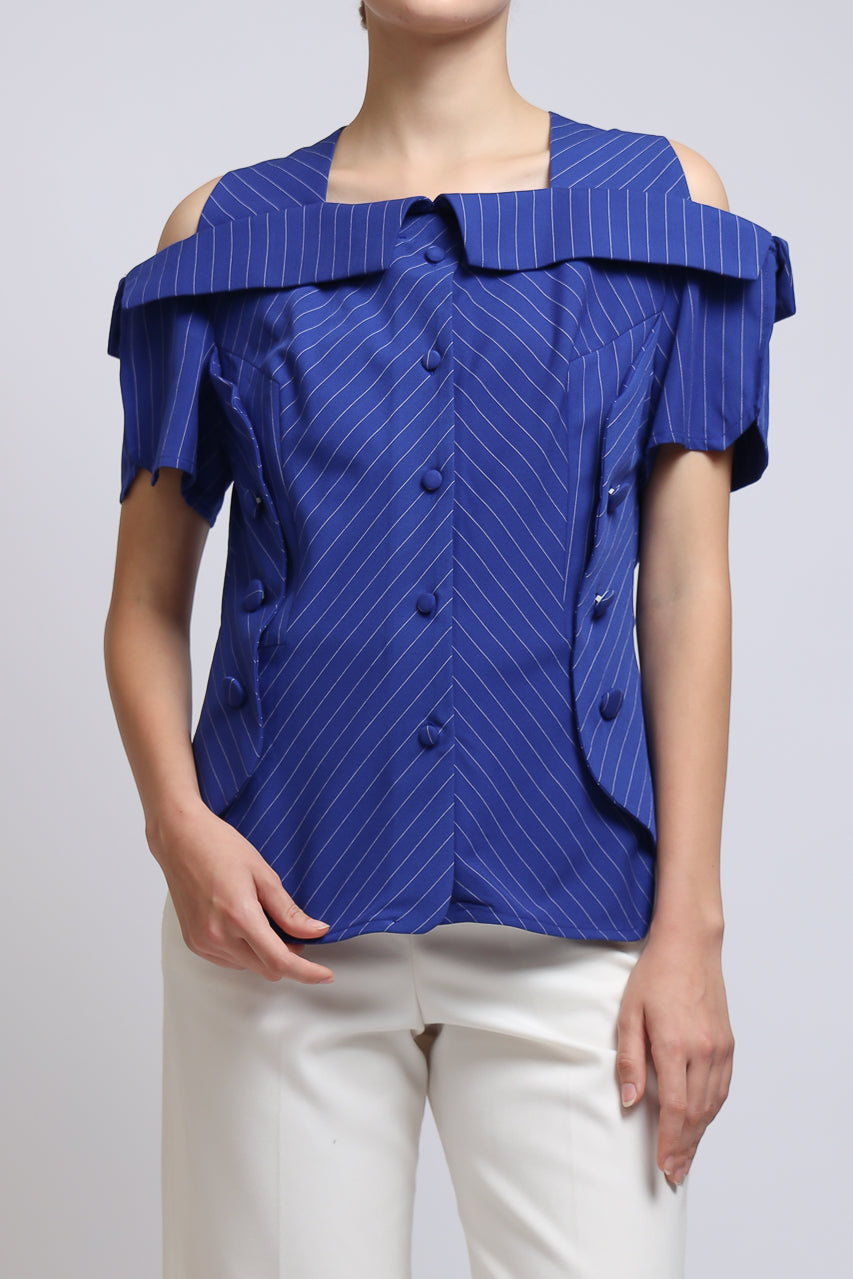 Bloom et Champs Stripe Sabrina in Coral Blue