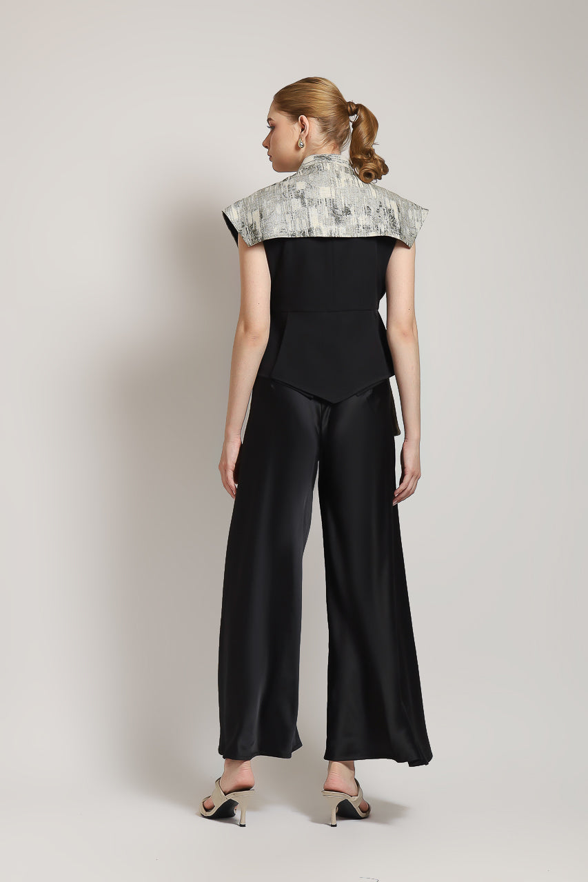 Bloom et Champs Selah Silver/Flare Saten Pants (Elastic Waist)