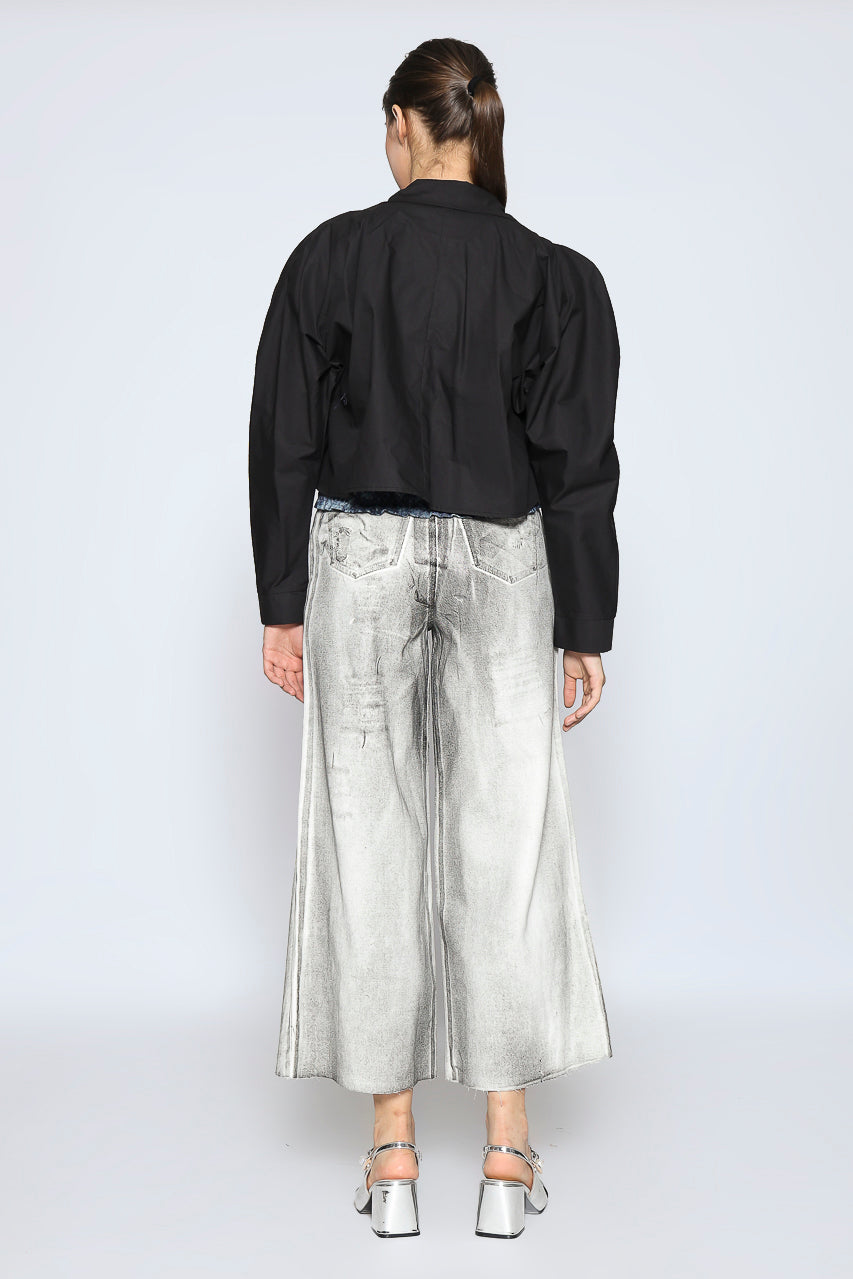 Bloom et Cotton Denim Print Top Black