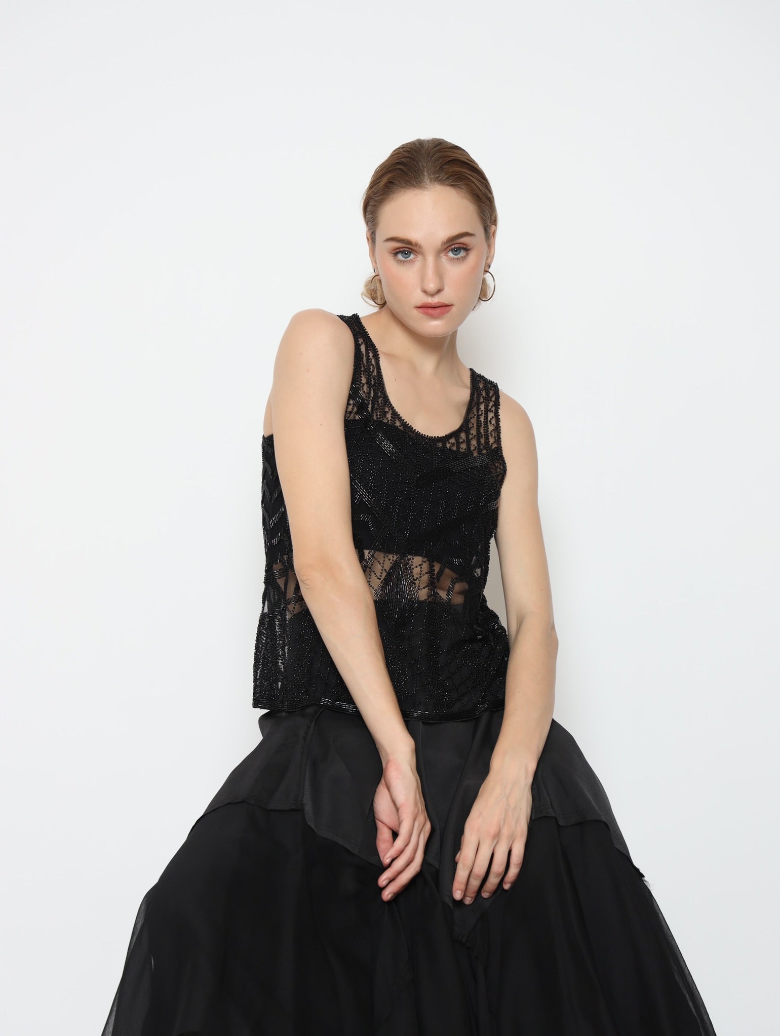 Sequinned Sheer Top