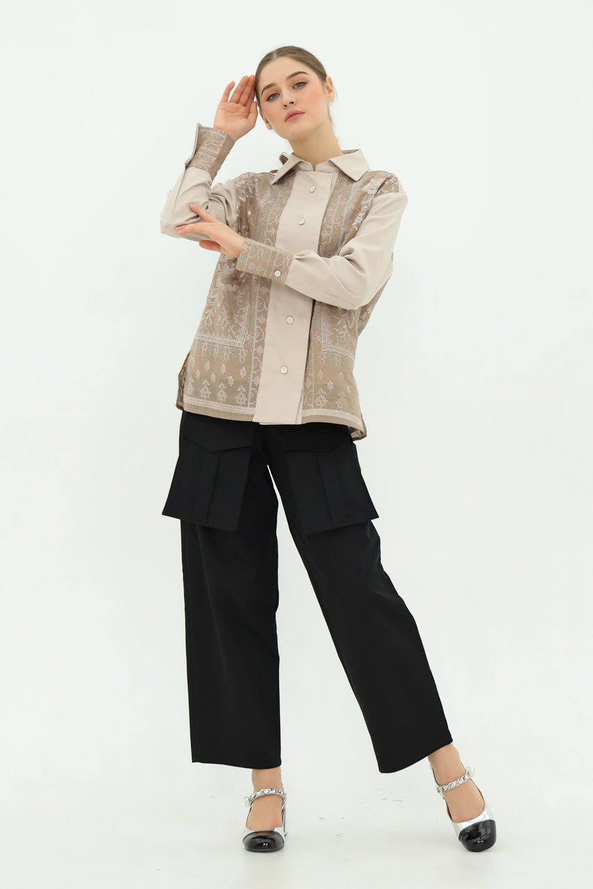 Bloom et Champs Nude Embroidered Shirt