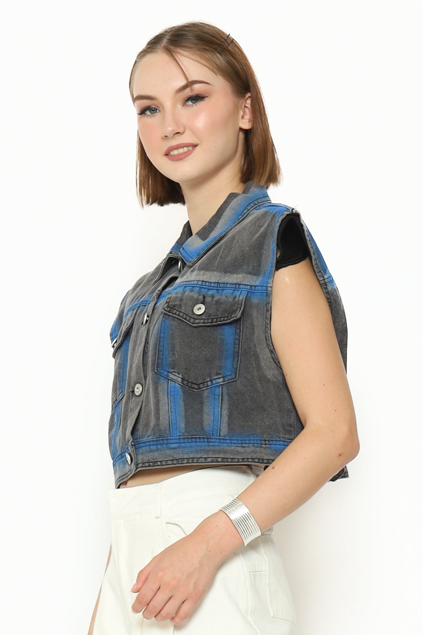 Bloom et Cotton Vest Denim Biru