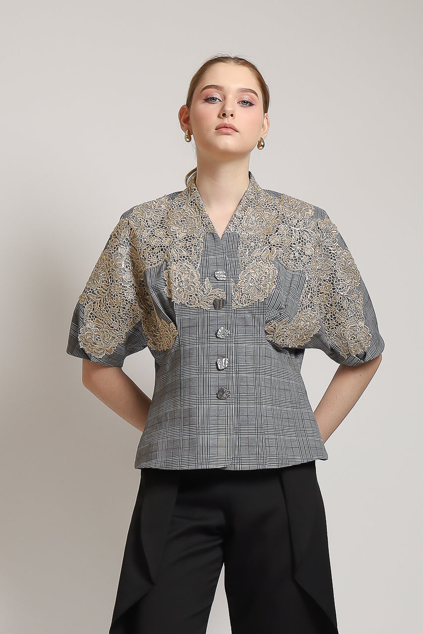 Bloom et Champs Caramel Blazer with Brocade