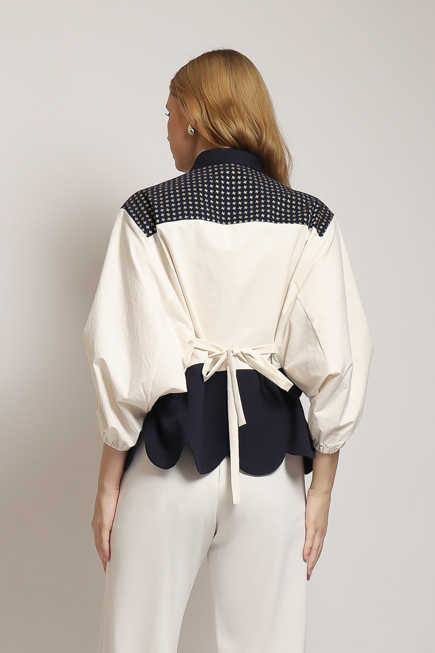 Bloom et Champs Blouse Scalloped Navy