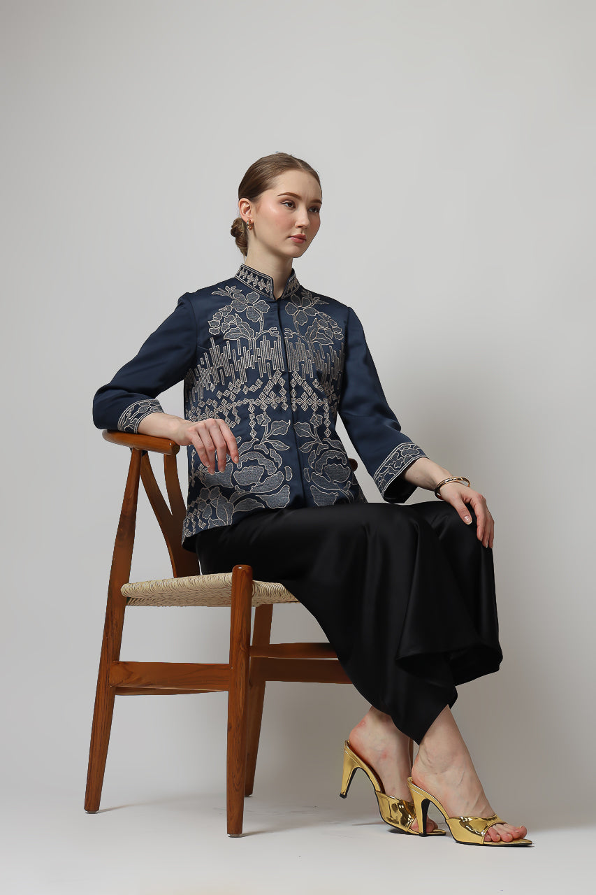 Bloom et Champs Blouse Bordir Navy