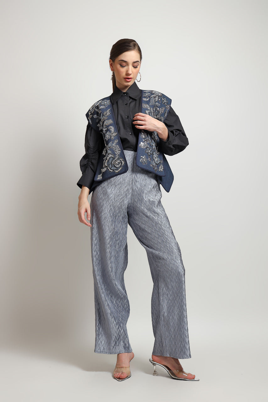 Bloom et Champs Outer Kaku Denim Payet/Elastic Grey Pleats Pants