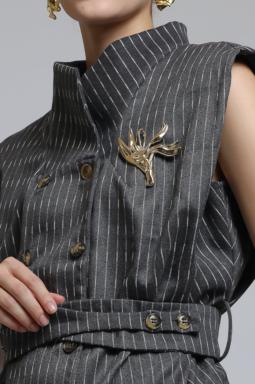Bloom et Champs Grey Wool Vest Blouse