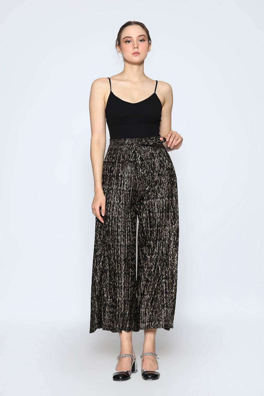 Bloom Pleats Blue Black Goldish Pants