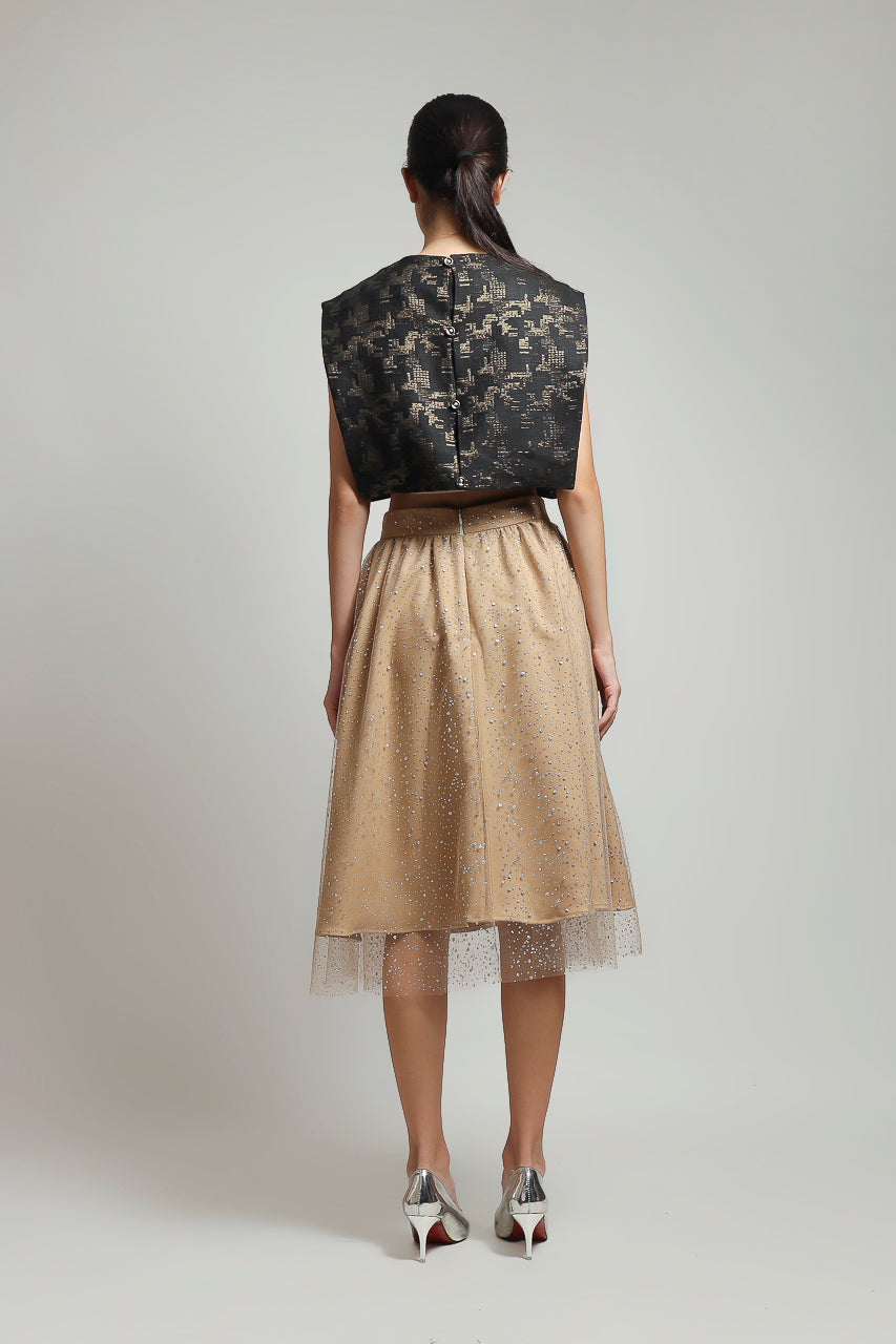 Bloom et Champs Tutu Skirt in Beige/Top Jacquard Kotak