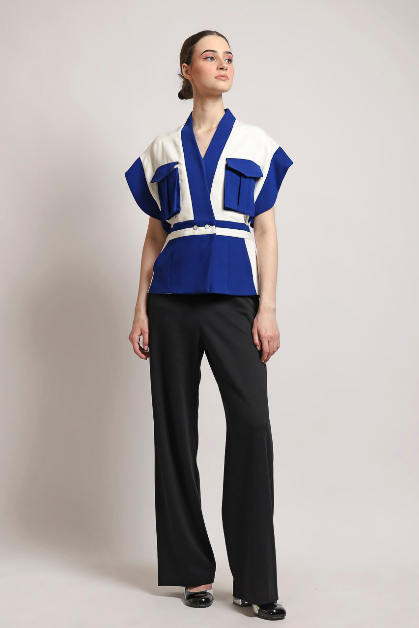 Bloom et Champs Kimono AK Kantong Biru Putih