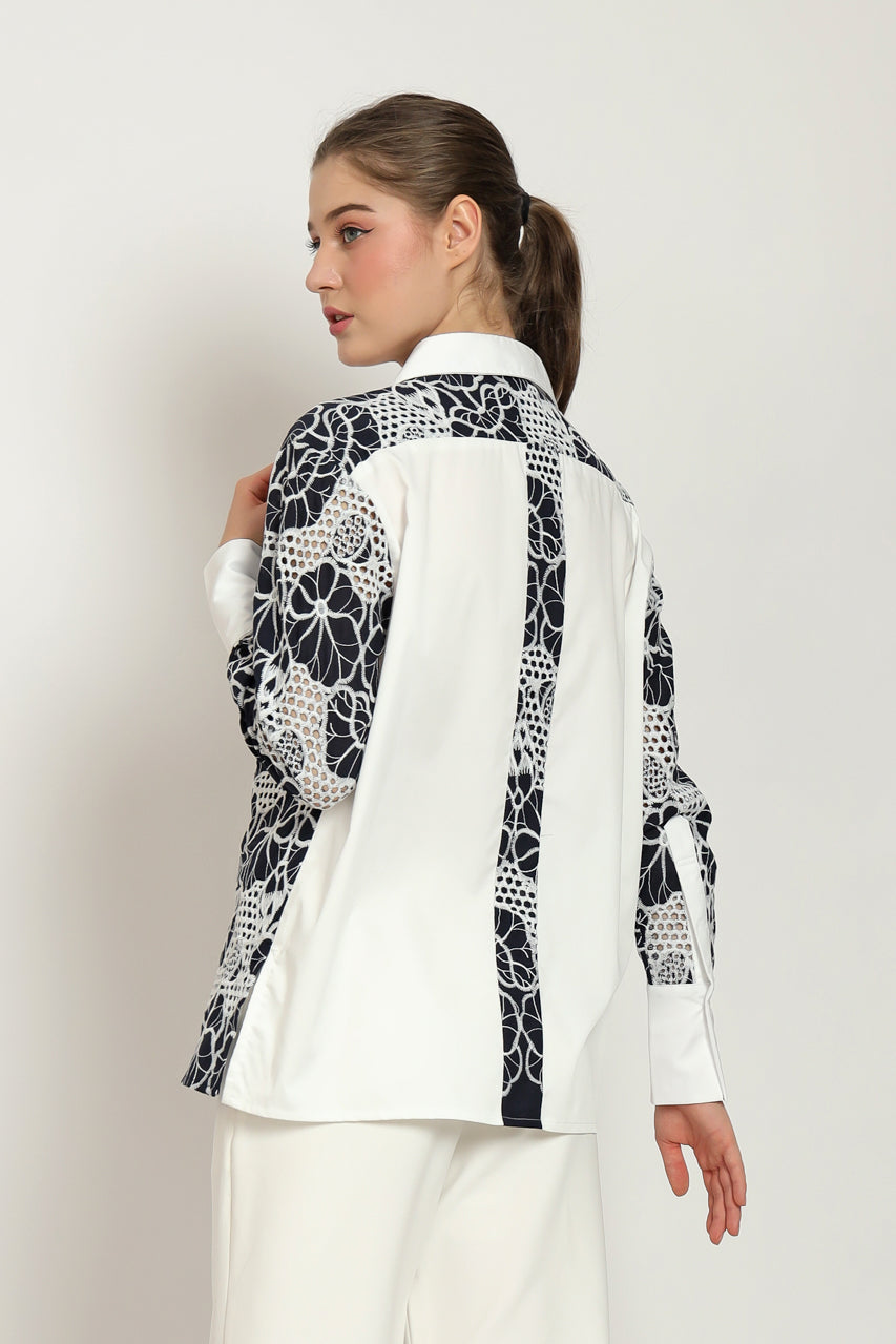 Bloom et Champs Kemeja Bordir Navy