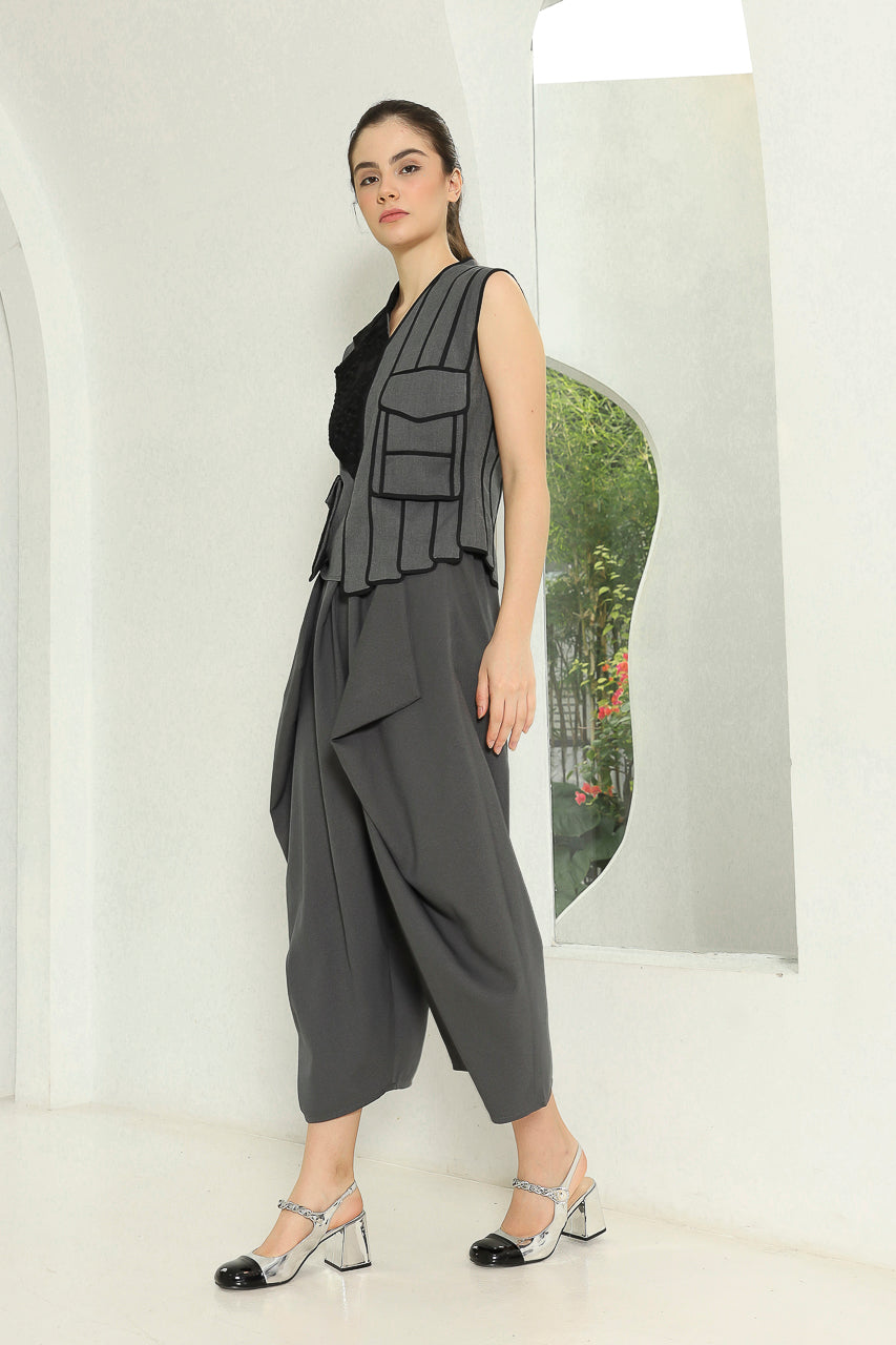 Bloom Et Champs Half List Brocade Top/Celana Kewer Abu