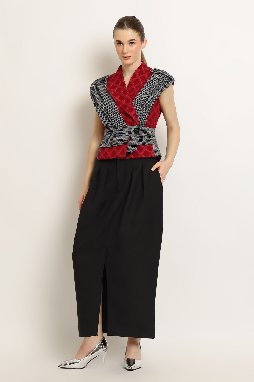 Bloom et Champs Set Top Embossed in Red