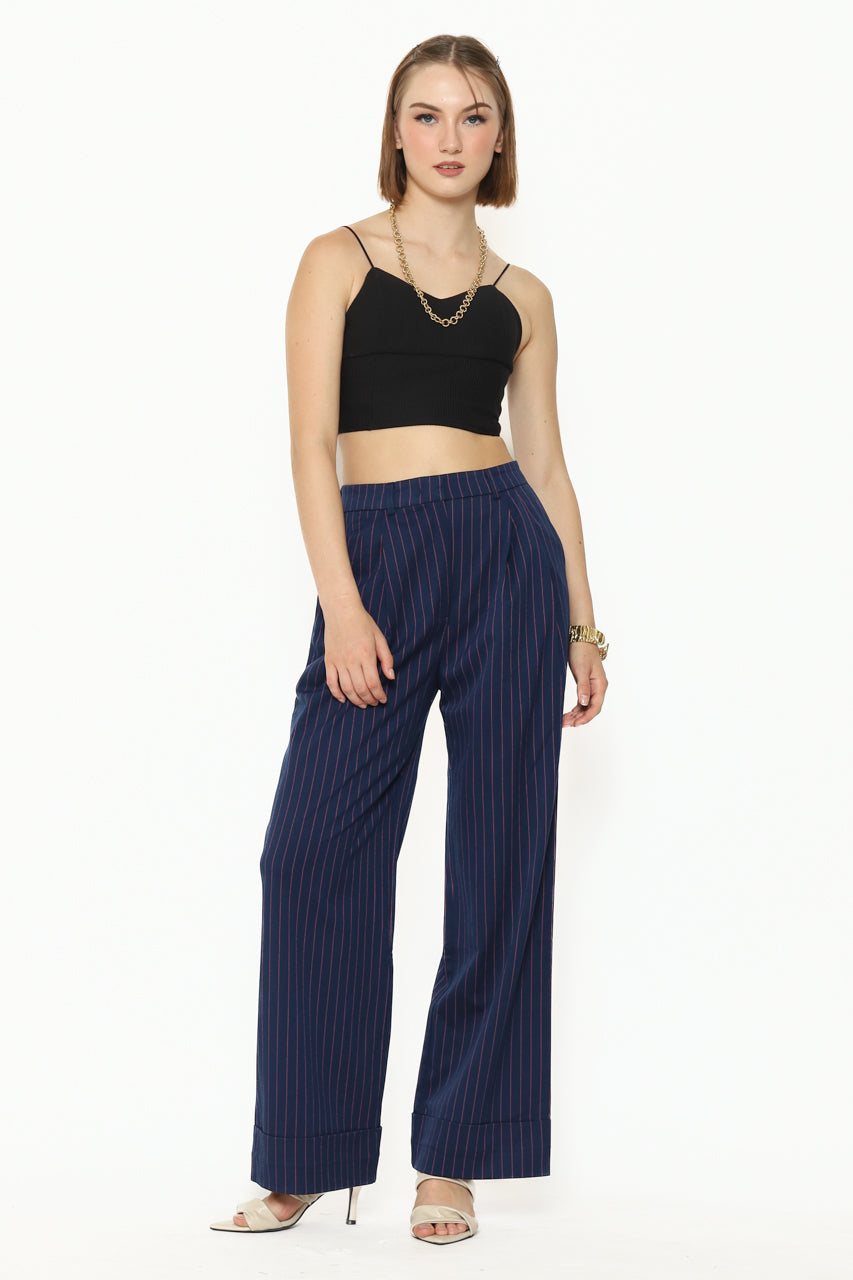 Bloom et Cotton Stripes Navy Pants