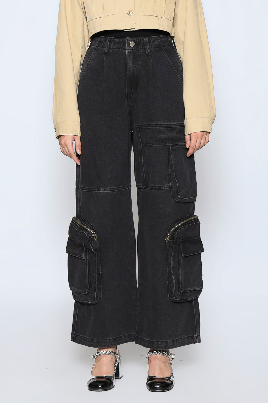 Bloom et Champs Black Denim Cargo Pocket Pants