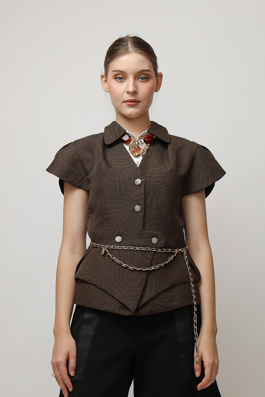 Bloom et Champs Caramel Collar CC Blouse