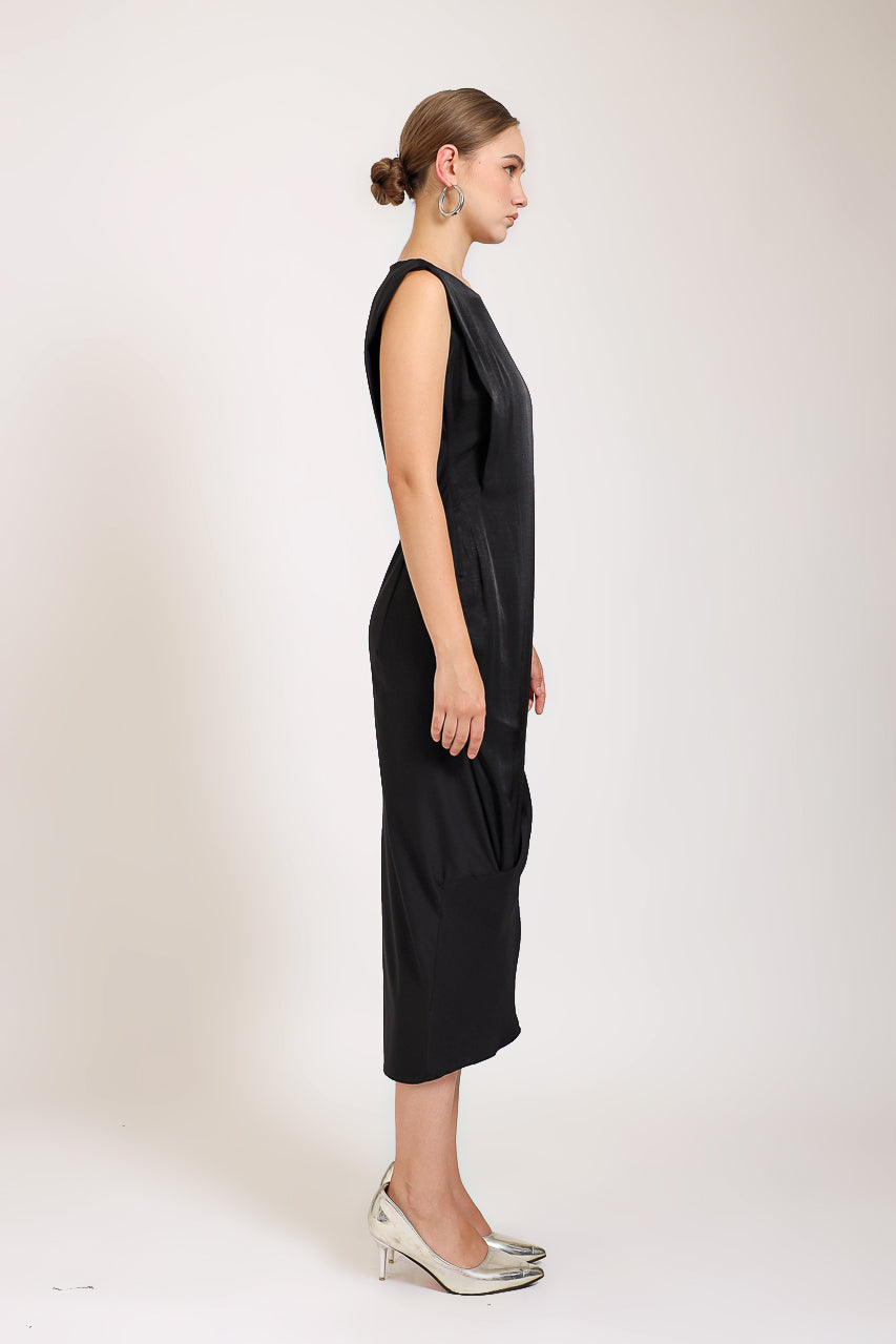 Simple Saten Midi Dress