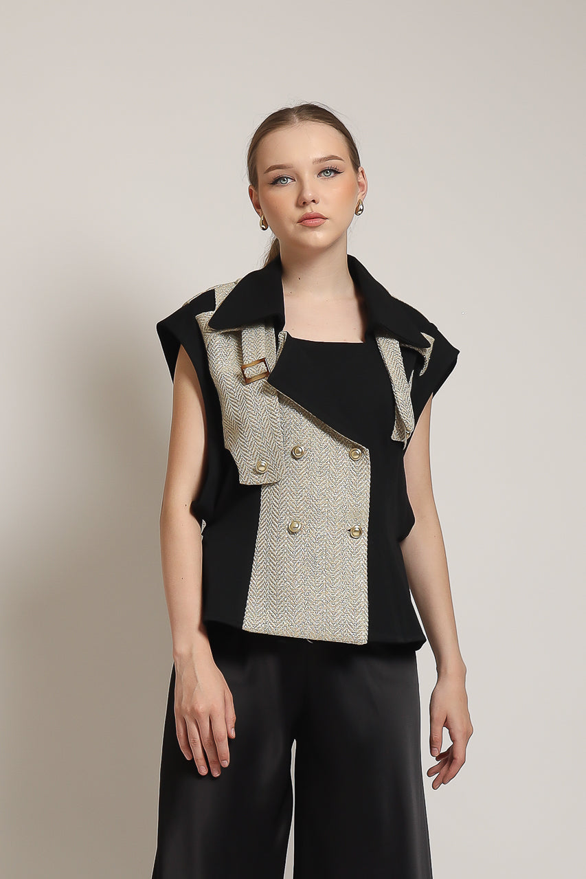 Bloom et Champs Blazer Acrylic Lapel Black