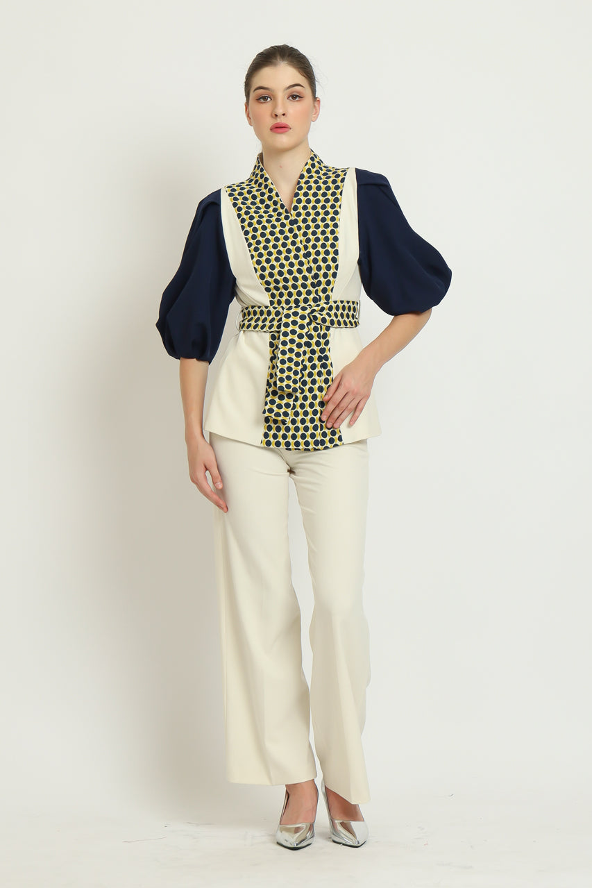 Bloom et Champs Blazer Tangan Balon Polka