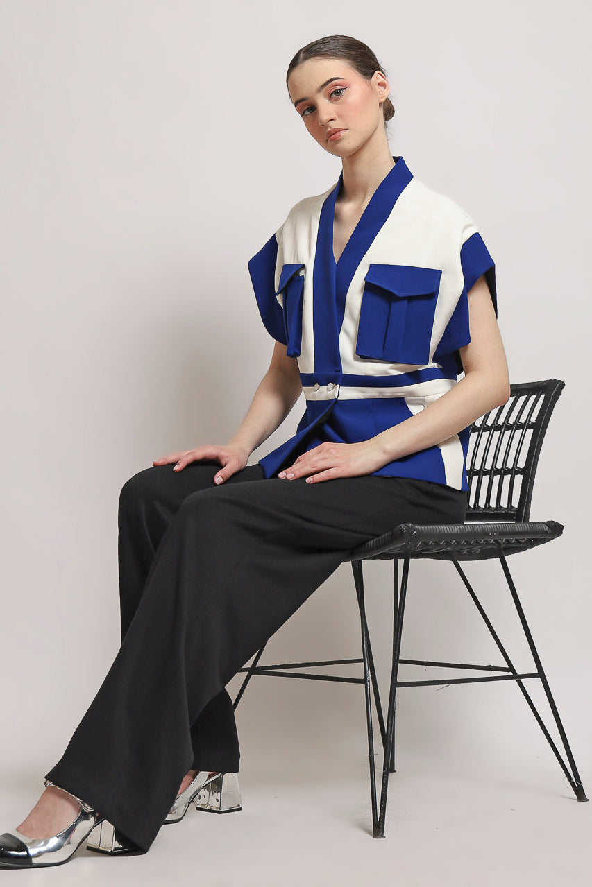 Bloom et Champs Kimono AK Kantong Biru Putih