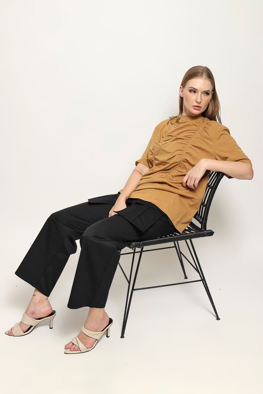Bloom et Cotton Wrinkled Mocha Tee