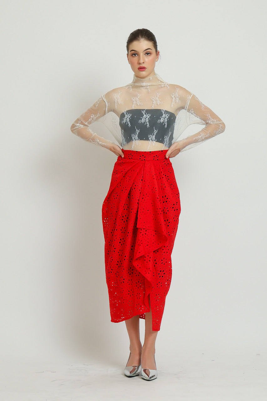 Bloom et Champs Rok Eyelet Linen Merah