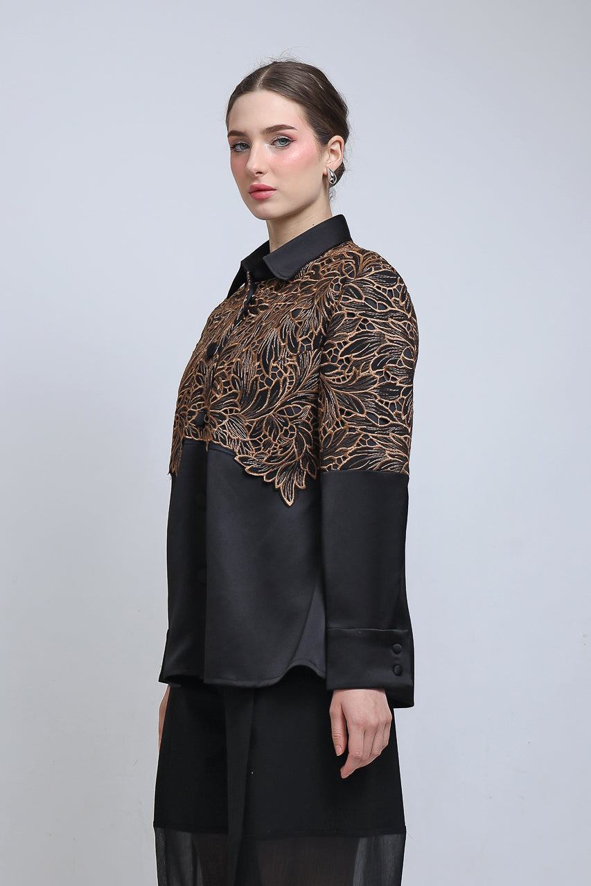 Bloom et Champs Kemeja Brukat Caramel