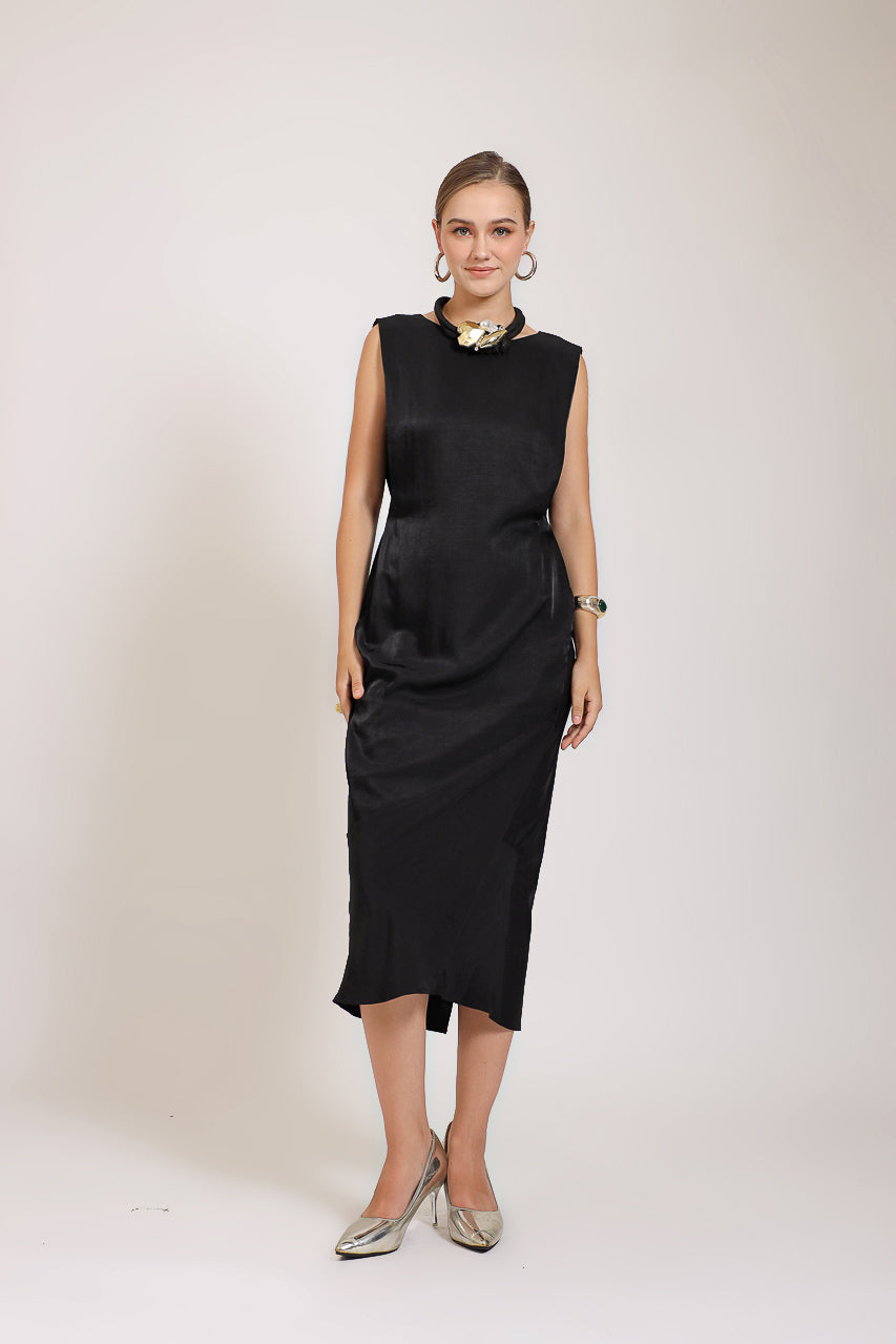 Simple Saten Midi Dress