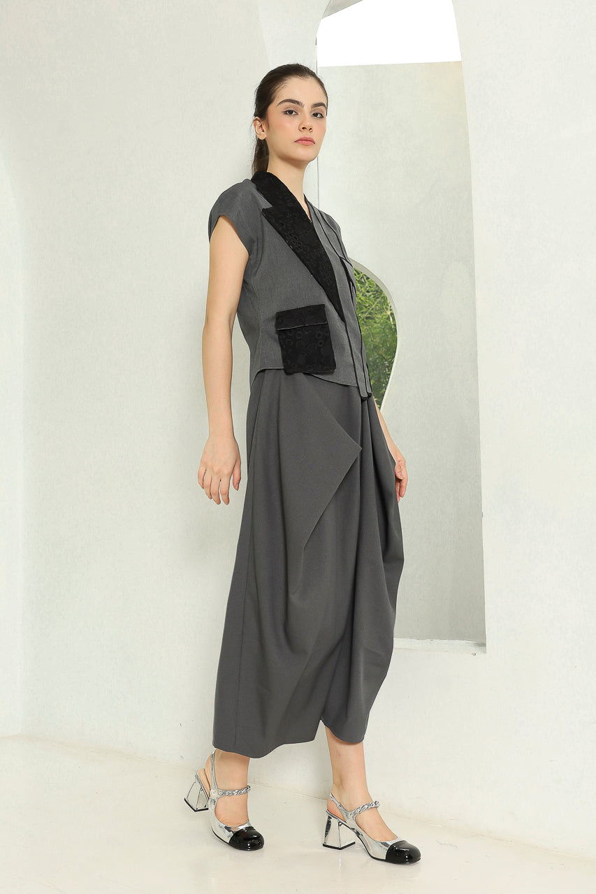 Bloom Et Champs Half List Brocade Top/Celana Kewer Abu