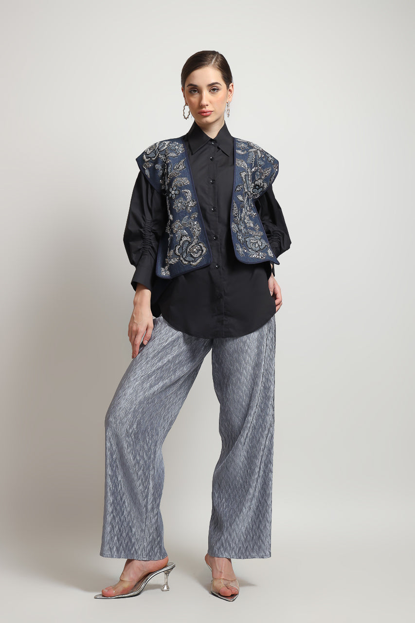 Bloom et Champs Outer Kaku Denim Payet/Elastic Grey Pleats Pants