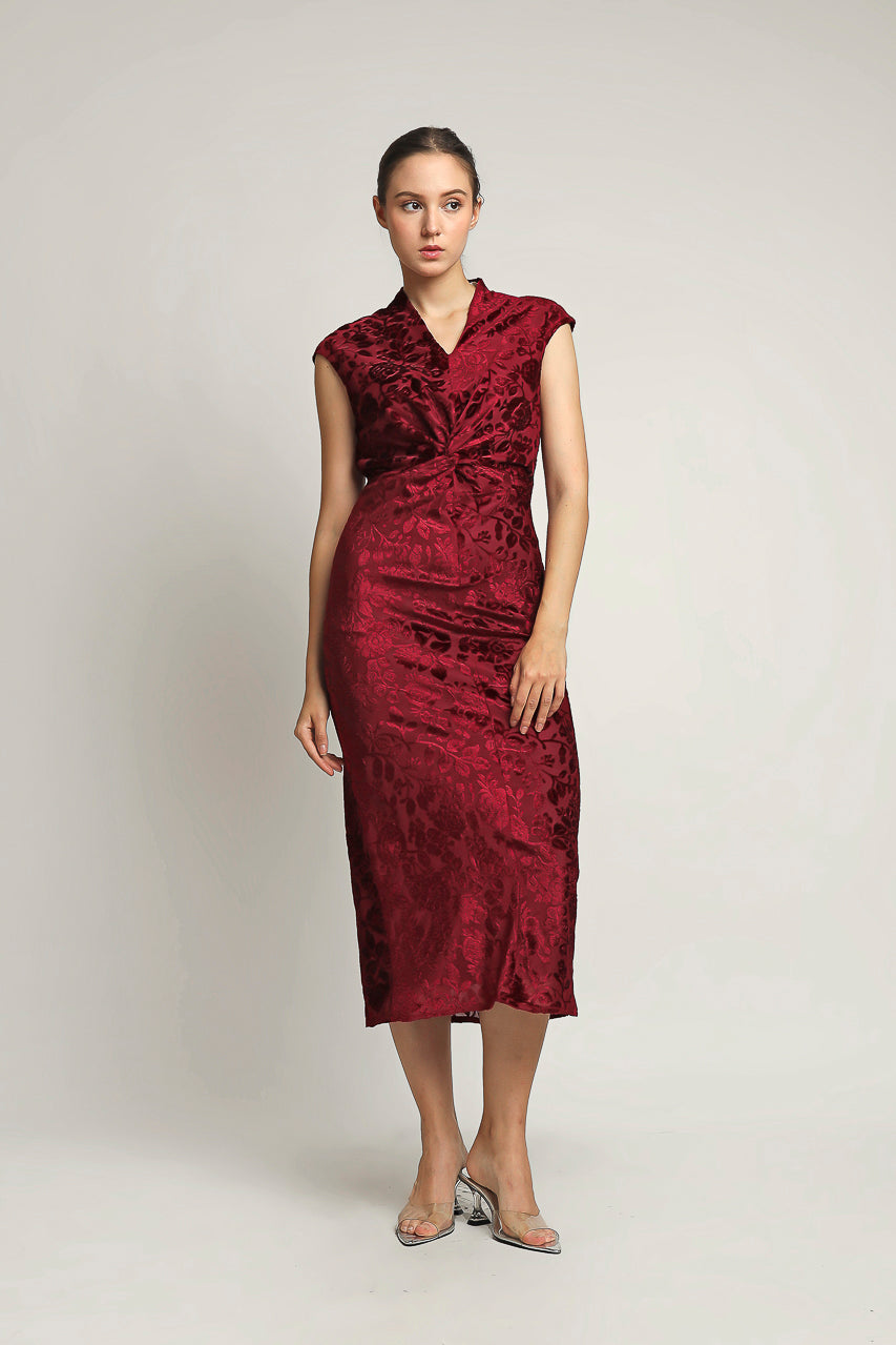 Bloom et Champs Dress Velvet Bordeaux