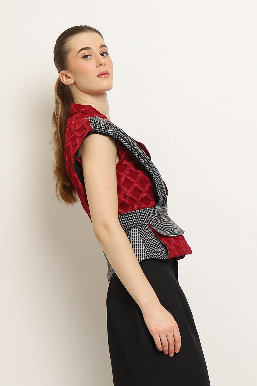 Bloom et Champs Set Top Embossed in Red