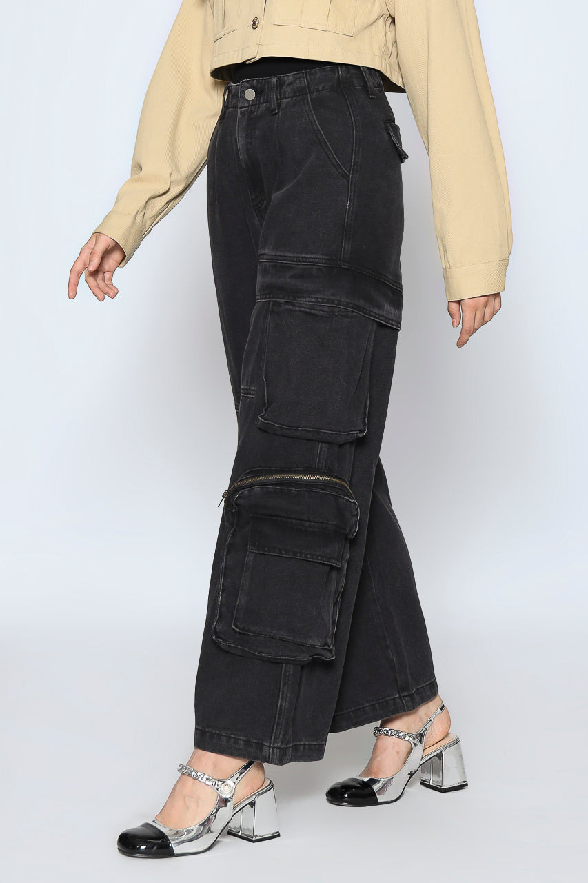 Bloom et Champs Black Denim Cargo Pocket Pants