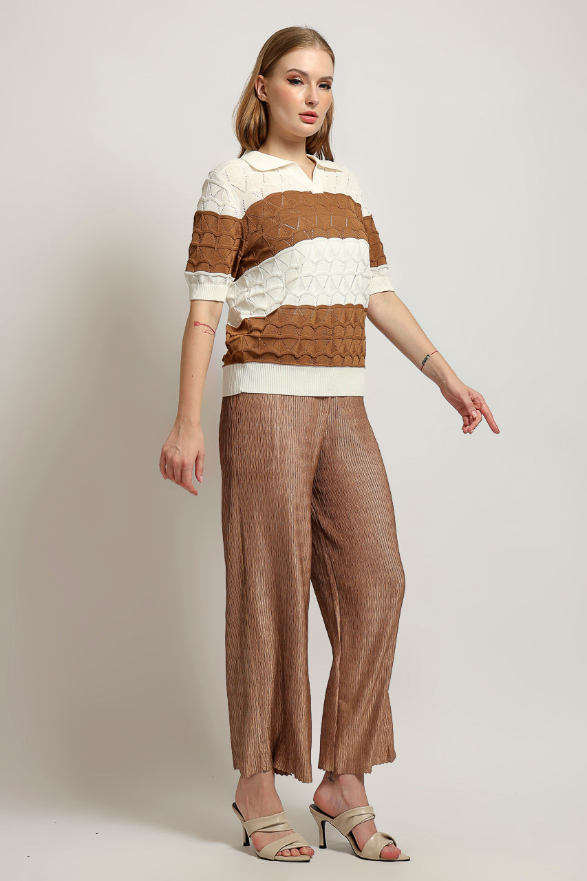 Bloom Et Cotton Stripes Knit in Beige