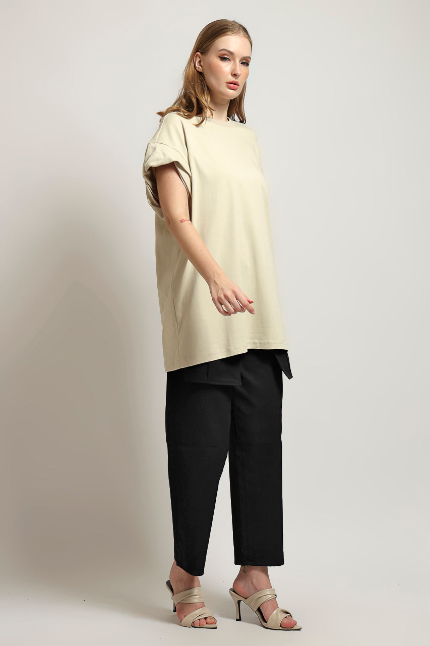 Bloom et Cotton Basic Tee in Creme and Black