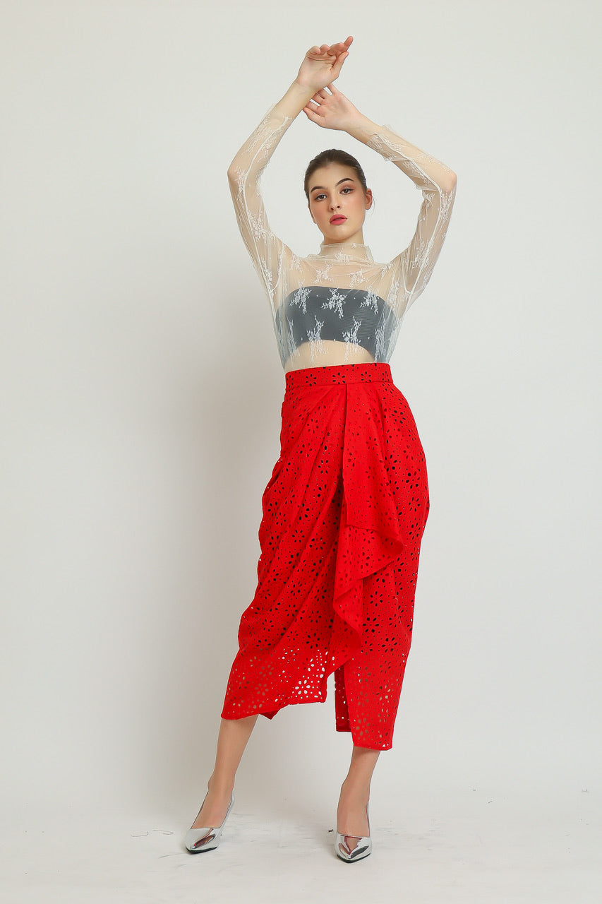 Bloom et Champs Rok Eyelet Linen Merah