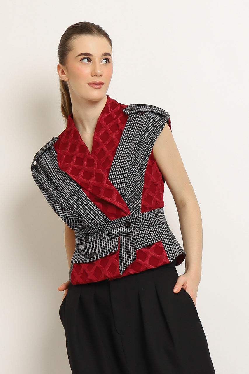 Bloom et Champs Set Top Embossed in Red