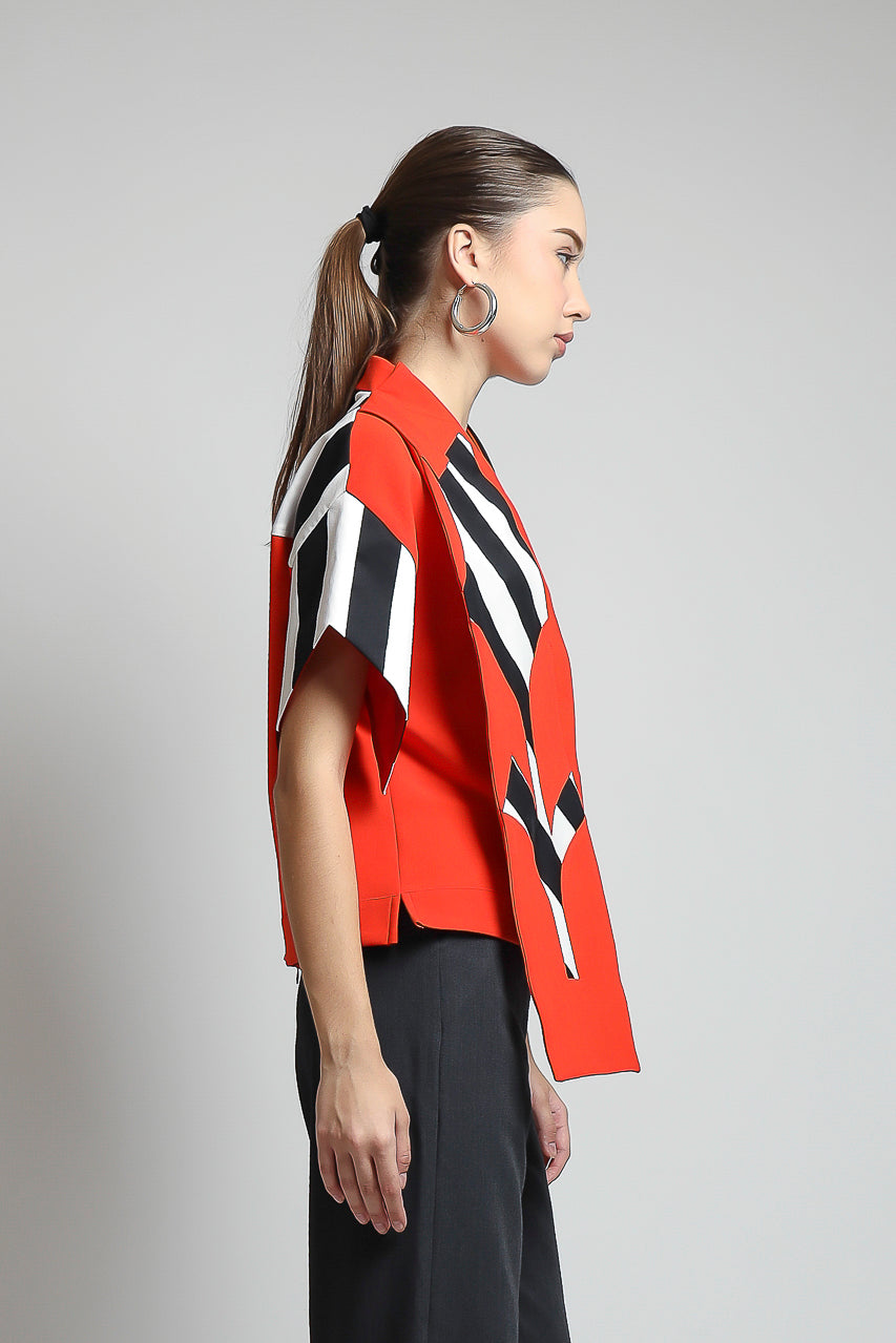 Bloom et Champs Tulip Zebra Top in Chilli Red