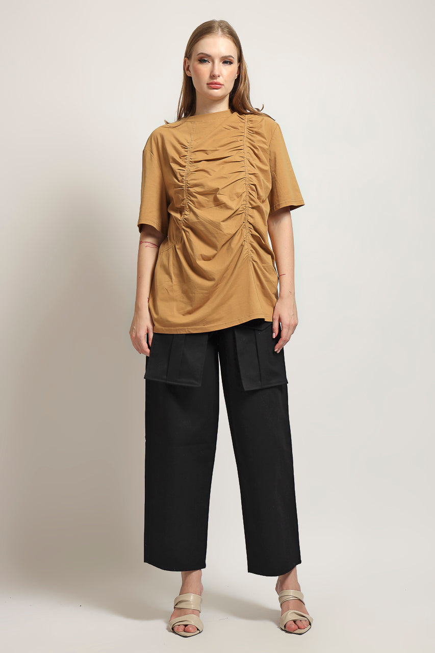 Bloom et Cotton Wrinkled Mocha Tee