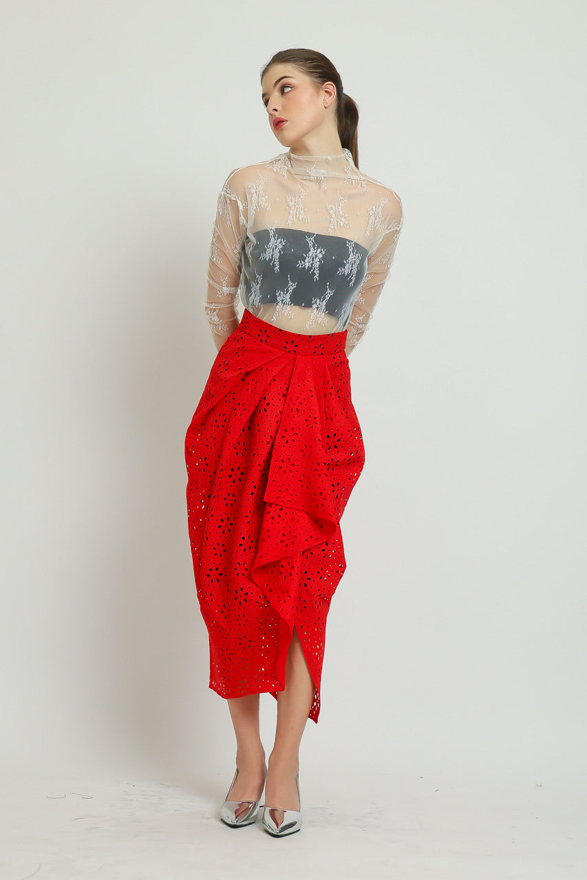 Bloom et Champs Rok Eyelet Linen Merah