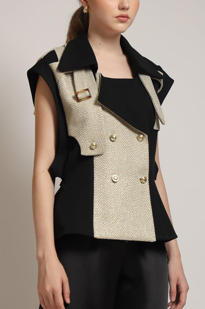 Bloom et Champs Blazer Acrylic Lapel Black